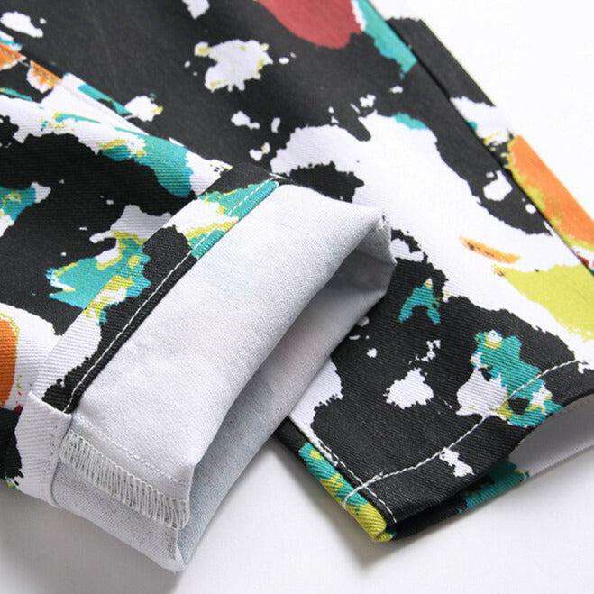 Multi-color print men jeans