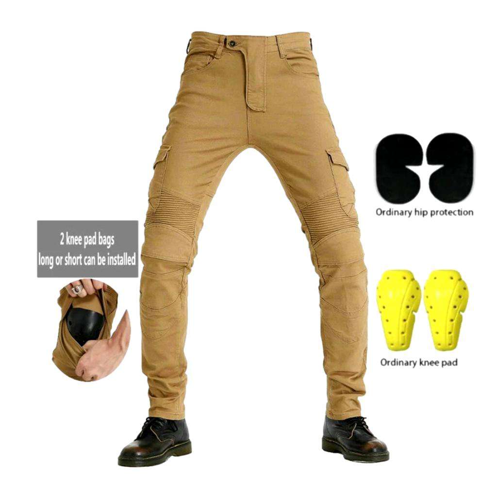 Elastic cargo men biker jeans