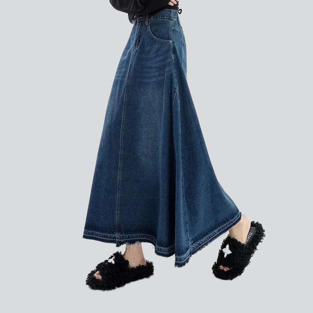 A-line flared denim skirt