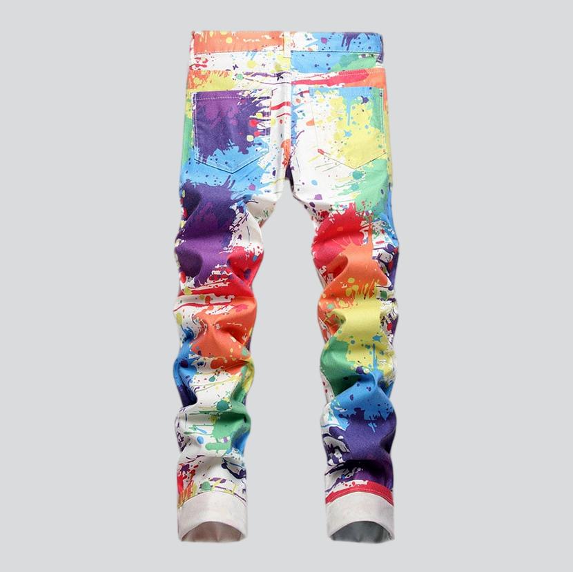 Paint splatter print men jeans