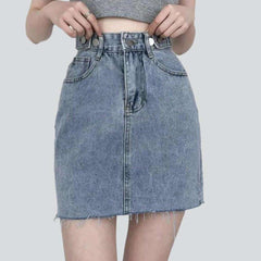 Adjustable waistband mini denim skirt