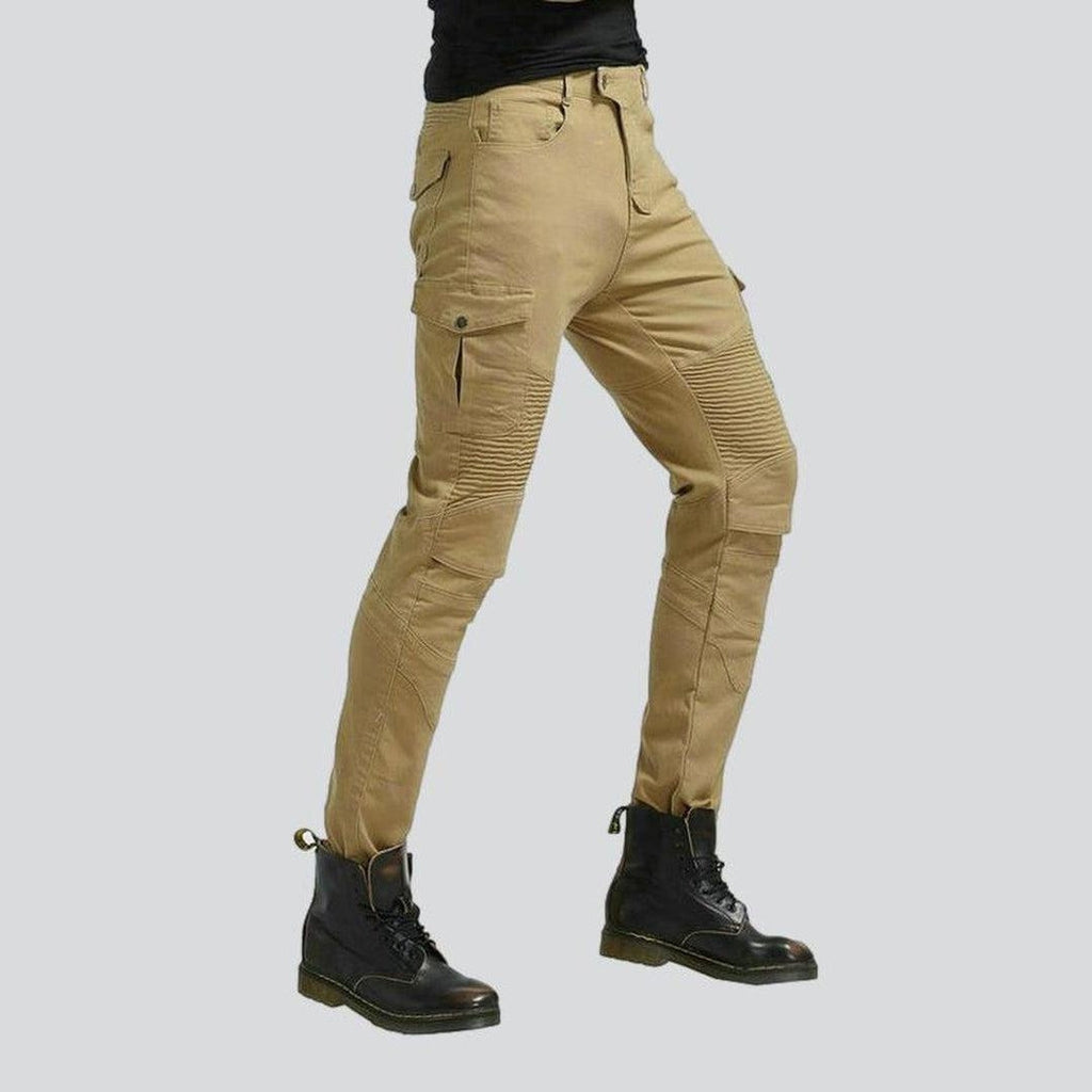 Sand color cargo biker jeans