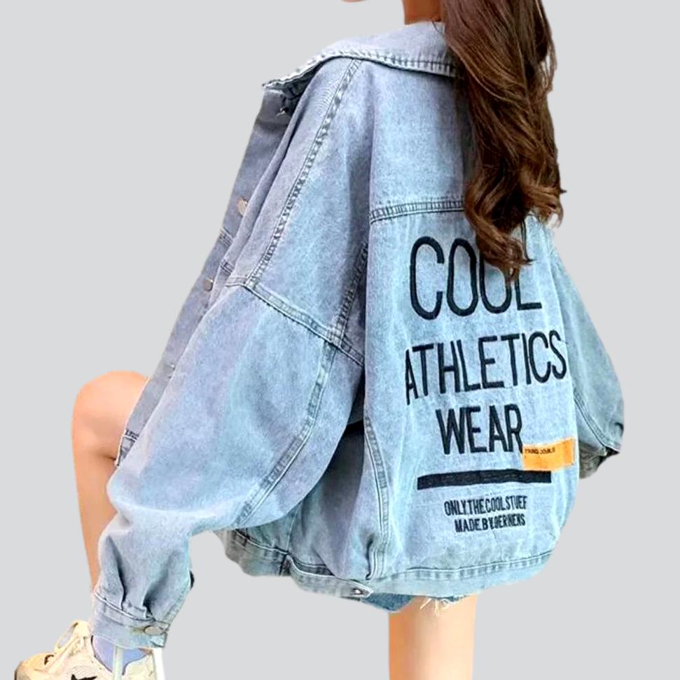 Oversized embroidered women denim jacket