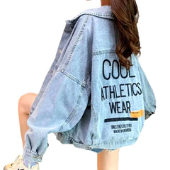 Oversized embroidered women denim jacket