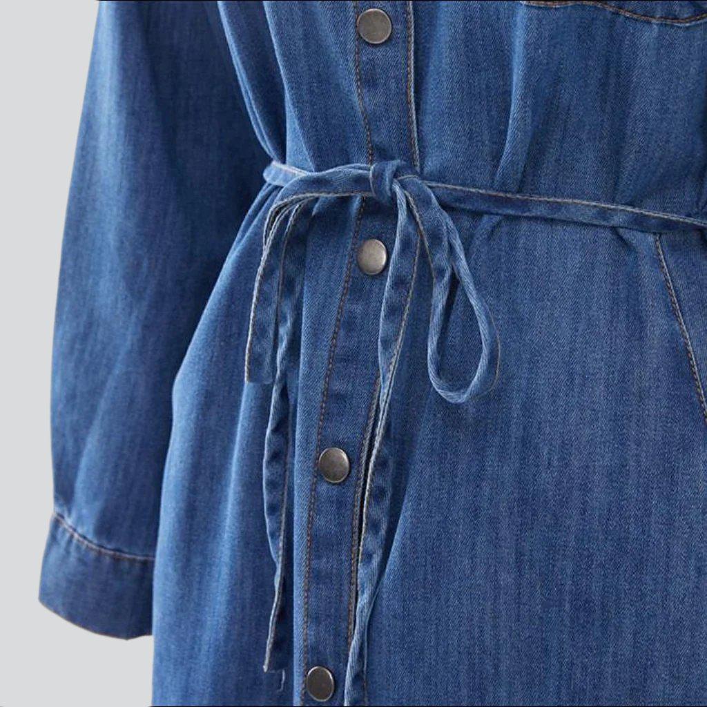 Shirt like maxi denim dress