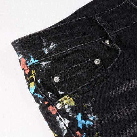 Multicolor stains painted men jeans