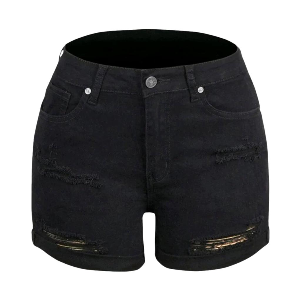 Distressed-Jeansshorts mit geradem Bein