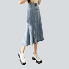 Light patchwork a-line denim skirt