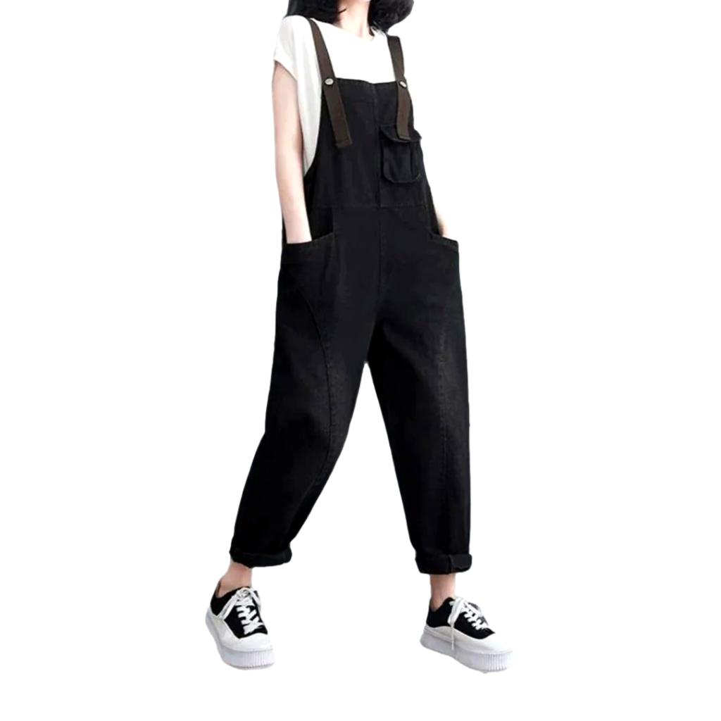 Small chest pocket denim jumpsuit