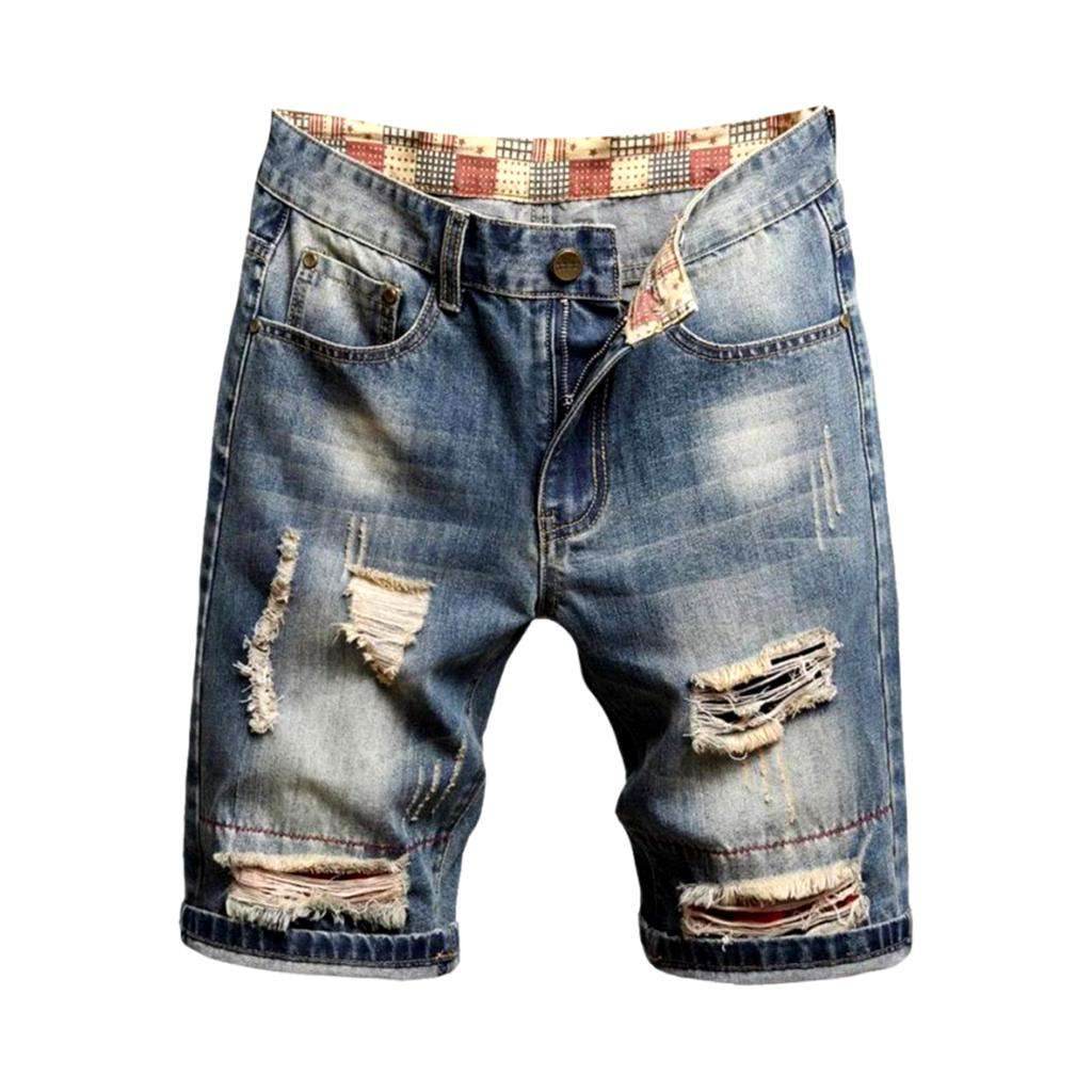 Men slim jean shorts