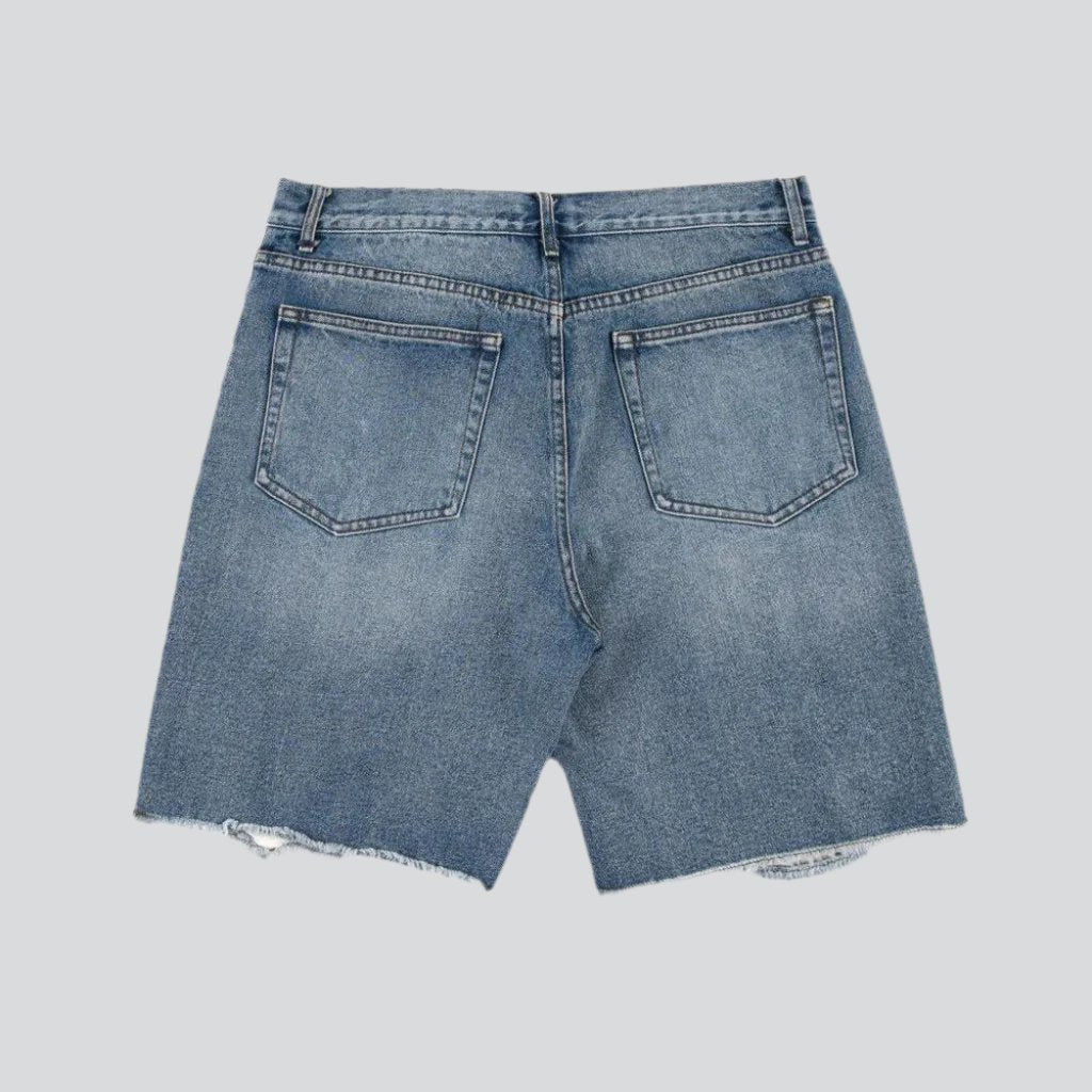 Straight distressed jeans shorts for ladies