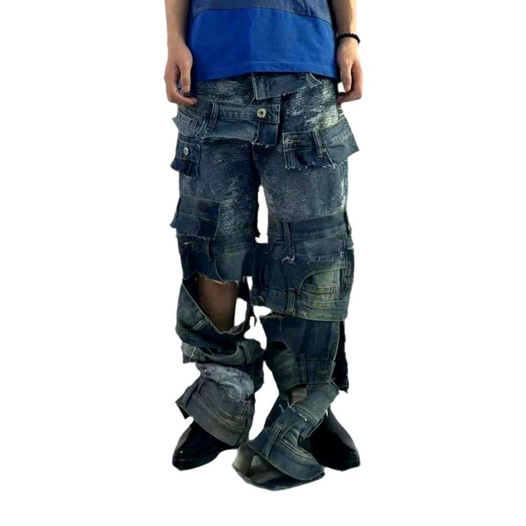 Baggy men mid-waist jeans