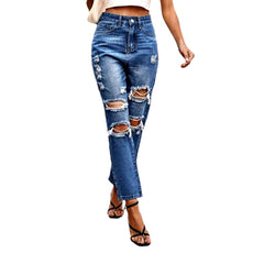 Distressed high-waist jeans for women