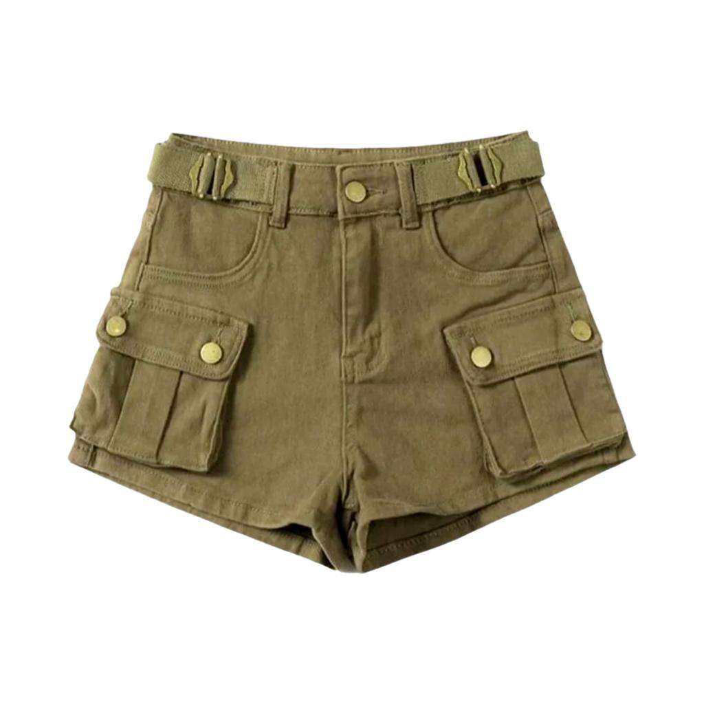 Cargo color women denim shorts