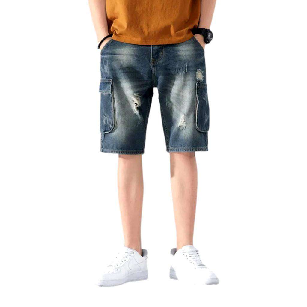 Shorts vaqueros cargo oscuros para hombre