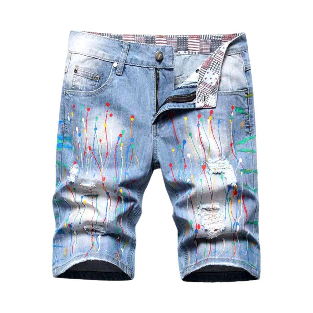 Jeansshorts mit Farbspritzern