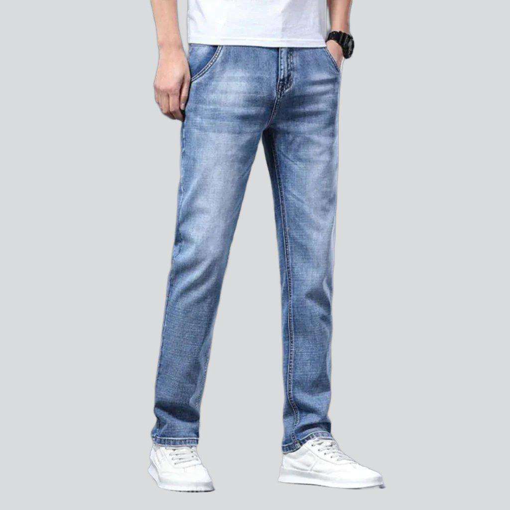 Diagonal pocket men slim jeans