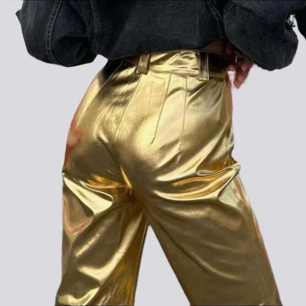 Pantalones vaqueros dorados Y2K para mujer