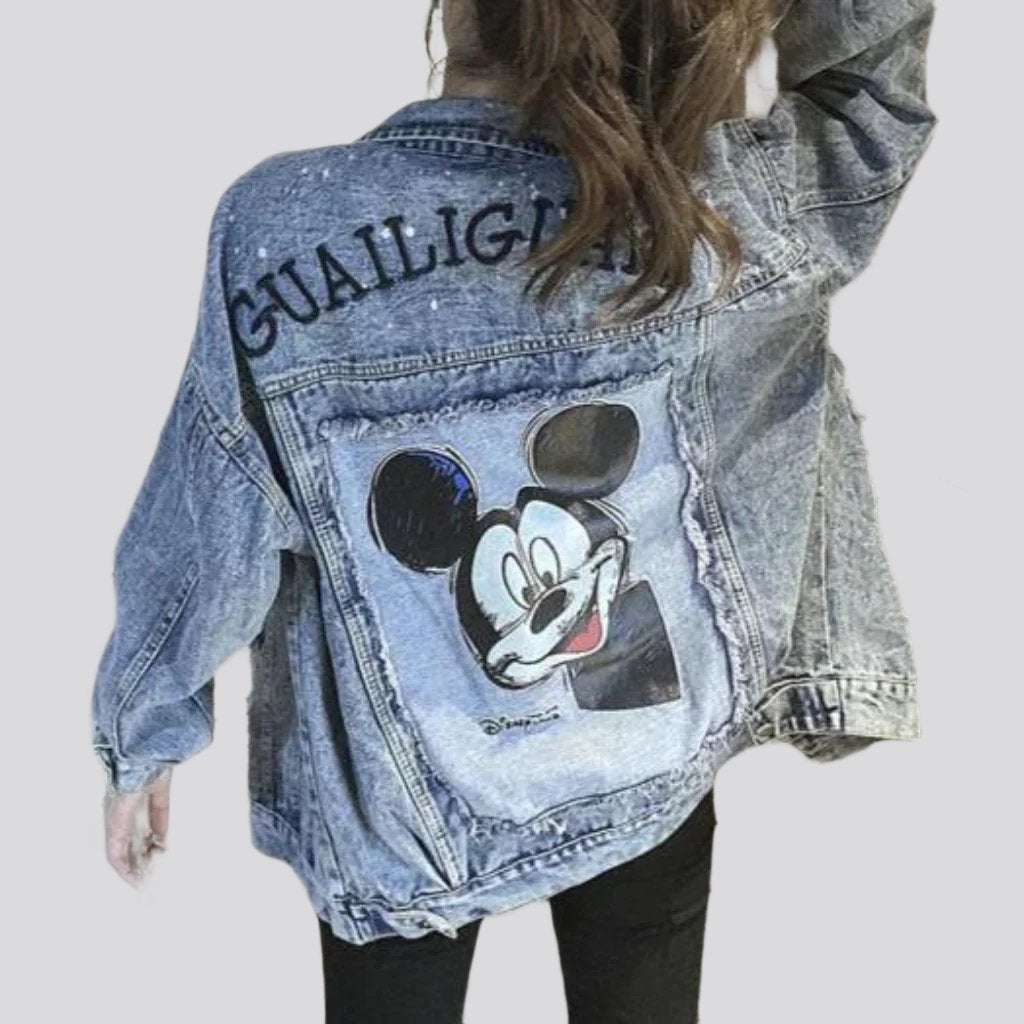 Mickey mouse embroidery denim jacket