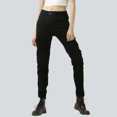 Pantalones vaqueros negros estilo biker para mujer