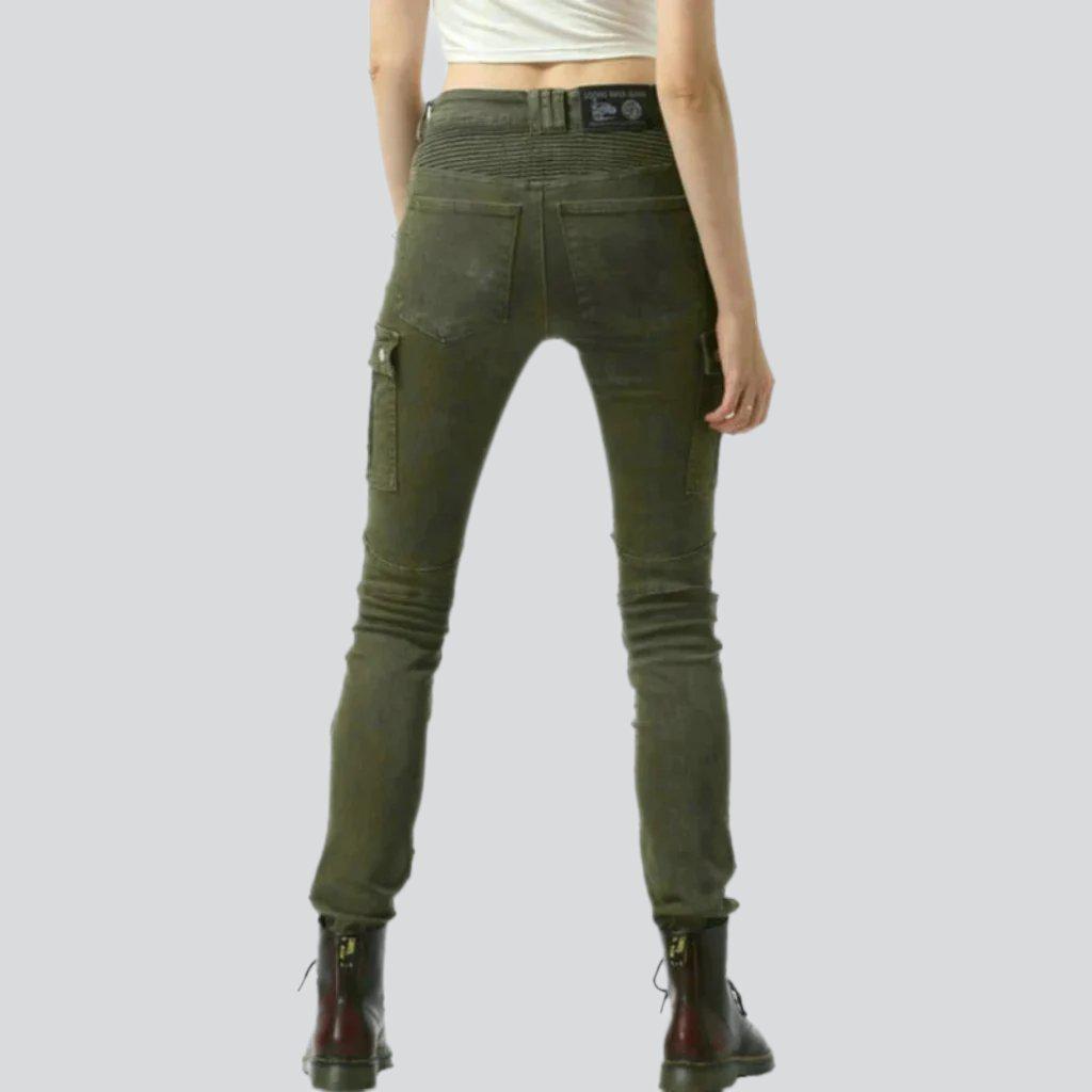 Protective women biker jeans