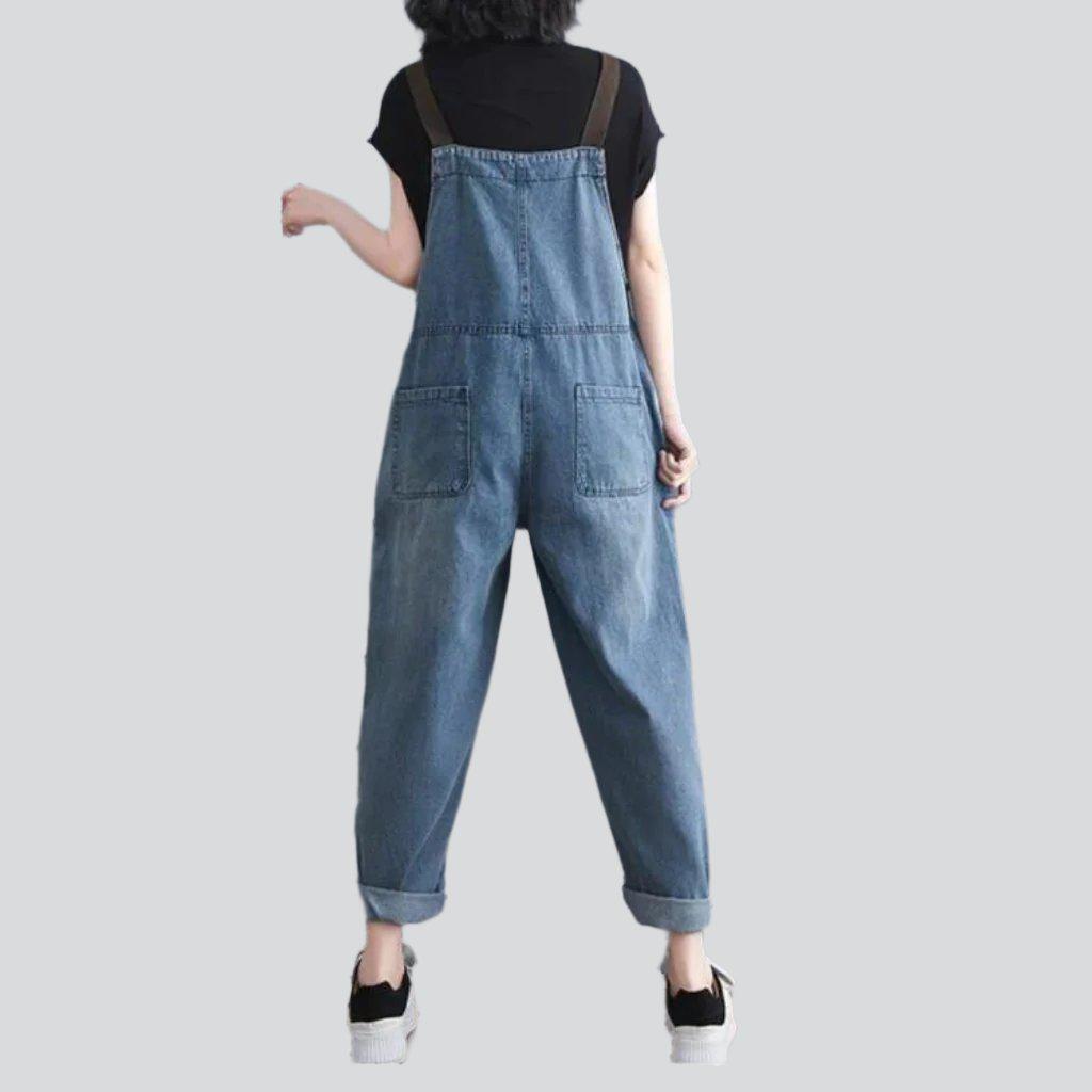 Small chest pocket denim jumpsuit