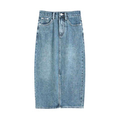 Casual floor-length denim skirt