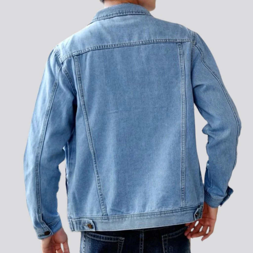 Chaqueta de camionero, lavada a la piedra, informal, abotonada, para hombre.