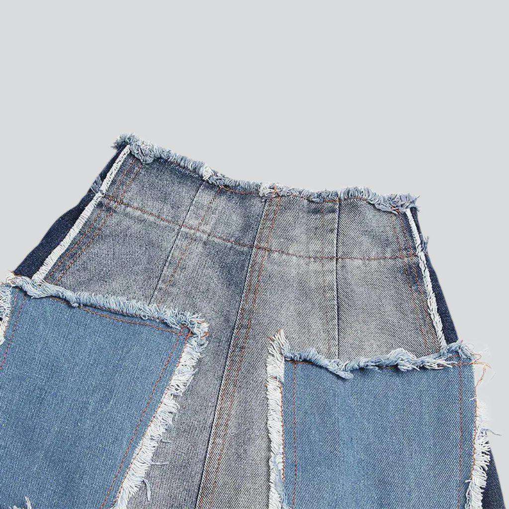 Cropped waistband baggy women jeans