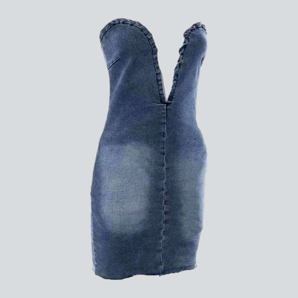 Mini party strapless denim dress