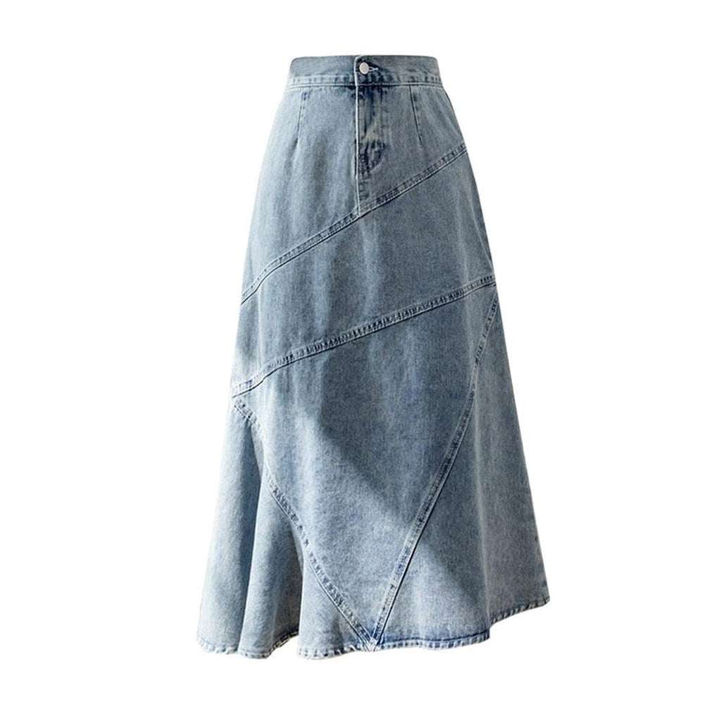 Light patchwork a-line denim skirt