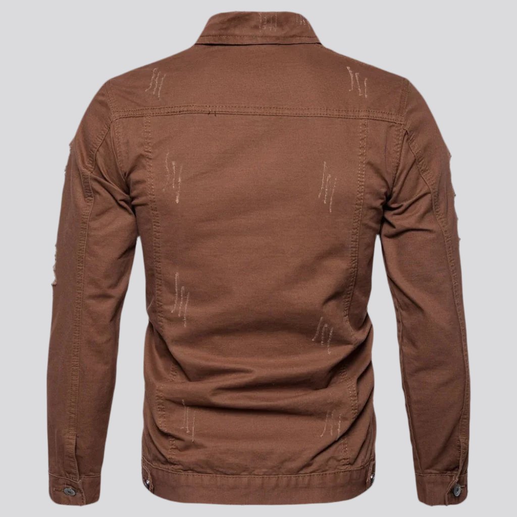 Chaqueta vaquera ajustada y rasgada para hombre