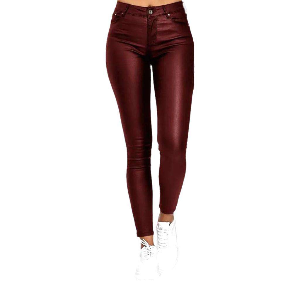 Color wax women denim pants