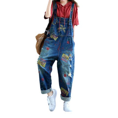 Stylish print women denim dungaree