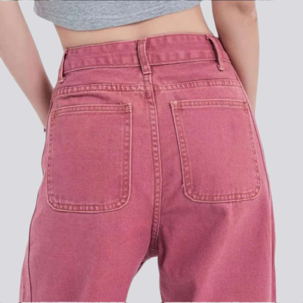 Fuchsia color baggy women jeans