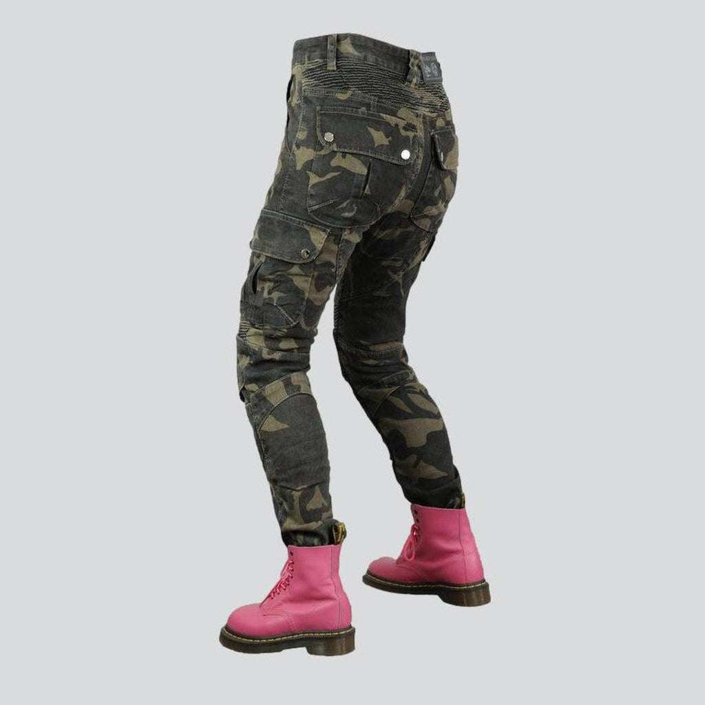 Militärische Damen-Bikerjeans