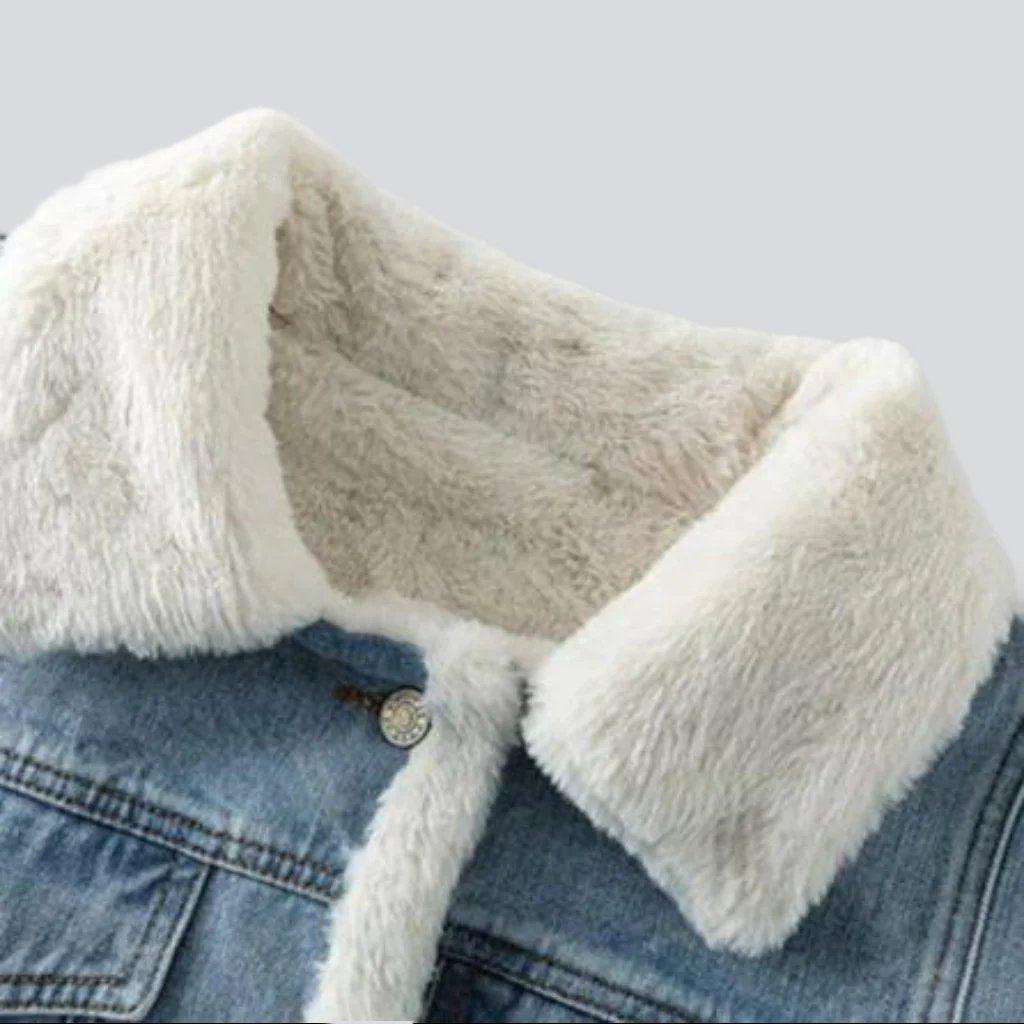 Lamb fleece women denim jacket