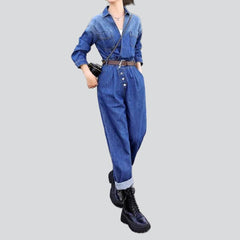 V-neck baggy women denim overall