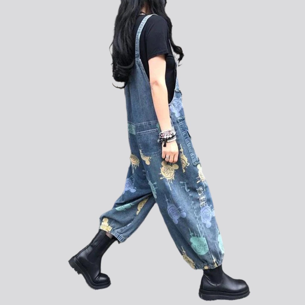 Baggy painted jeans jumpsuit for women