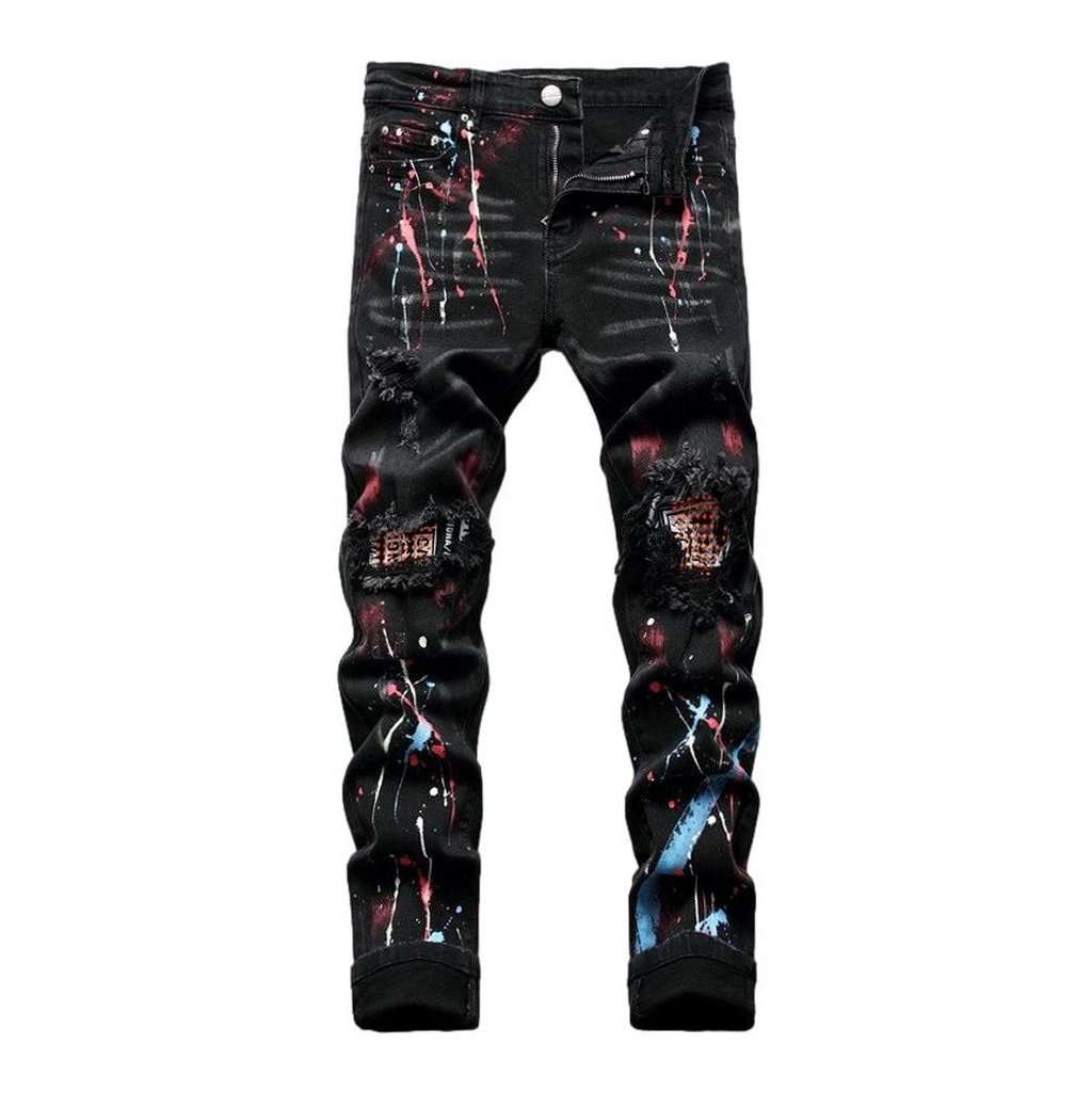 Jeans with color paint splatters