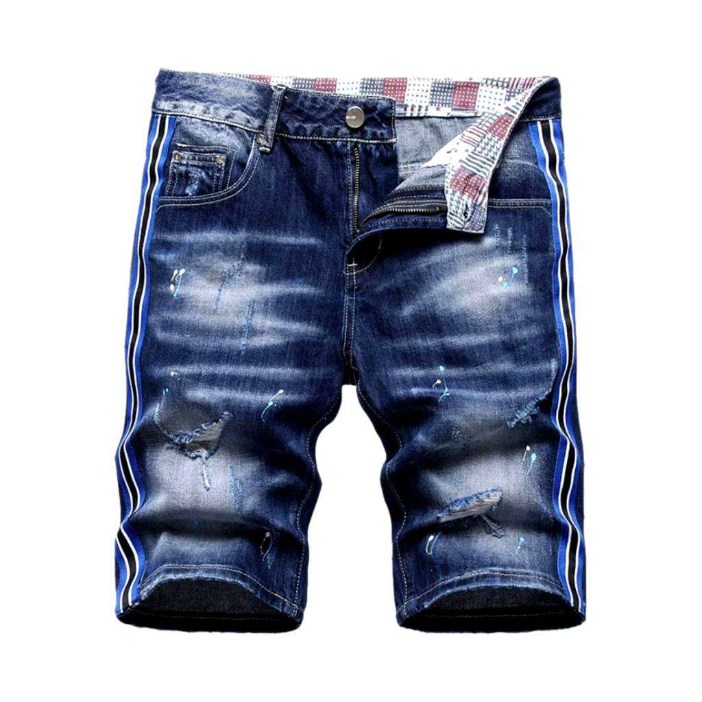 Jeansshorts mit blauen Bändern