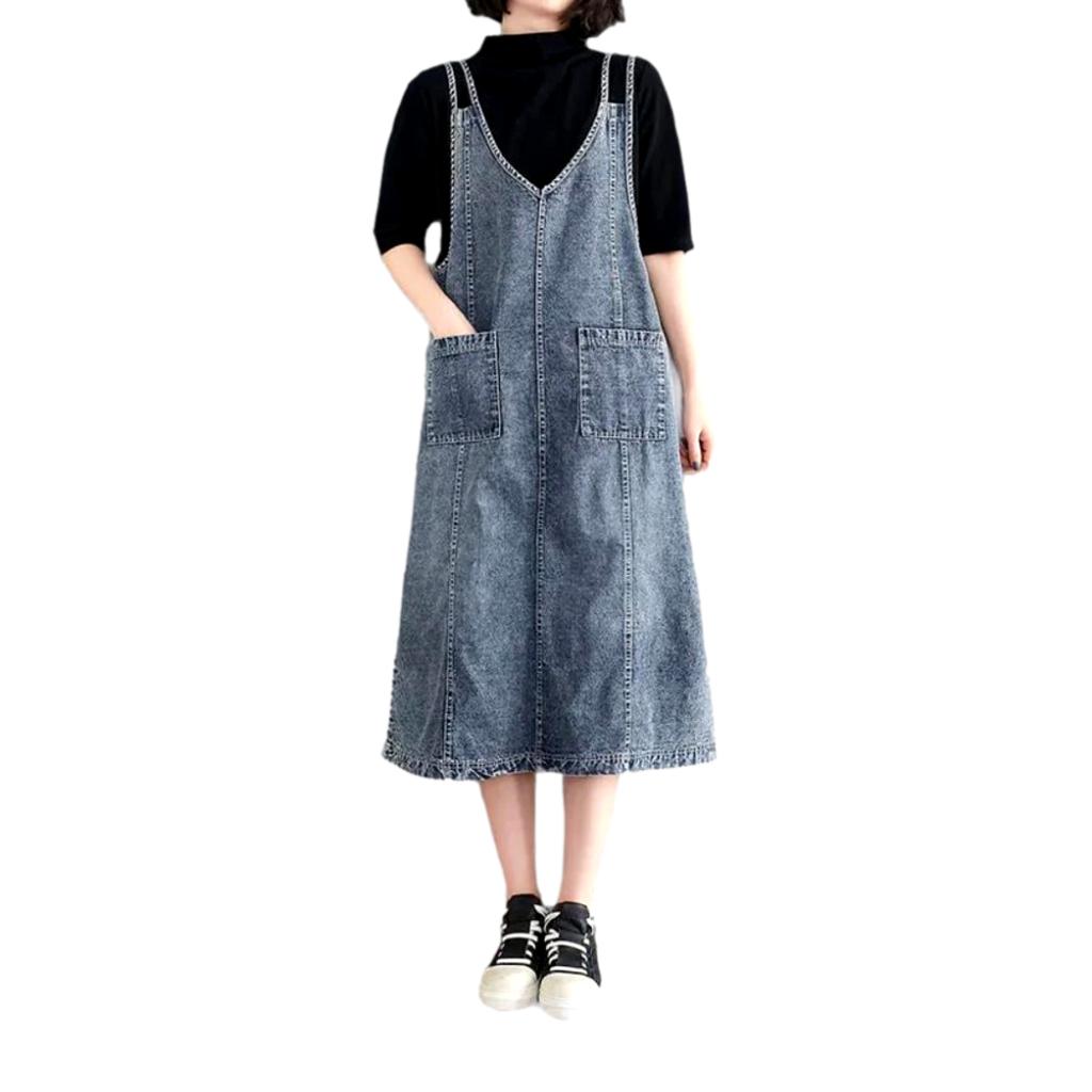 Roomy pocket vintage denim dress