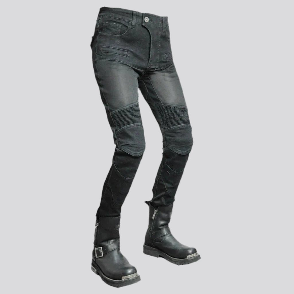 Patchwork women biker jeans