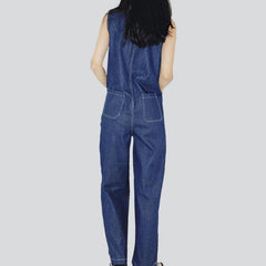 Sleeveless loose women denim overall