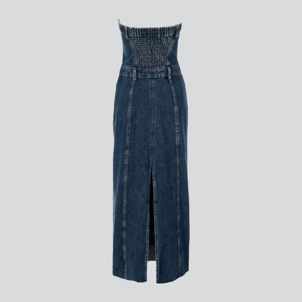 Stretchy strapless denim dress