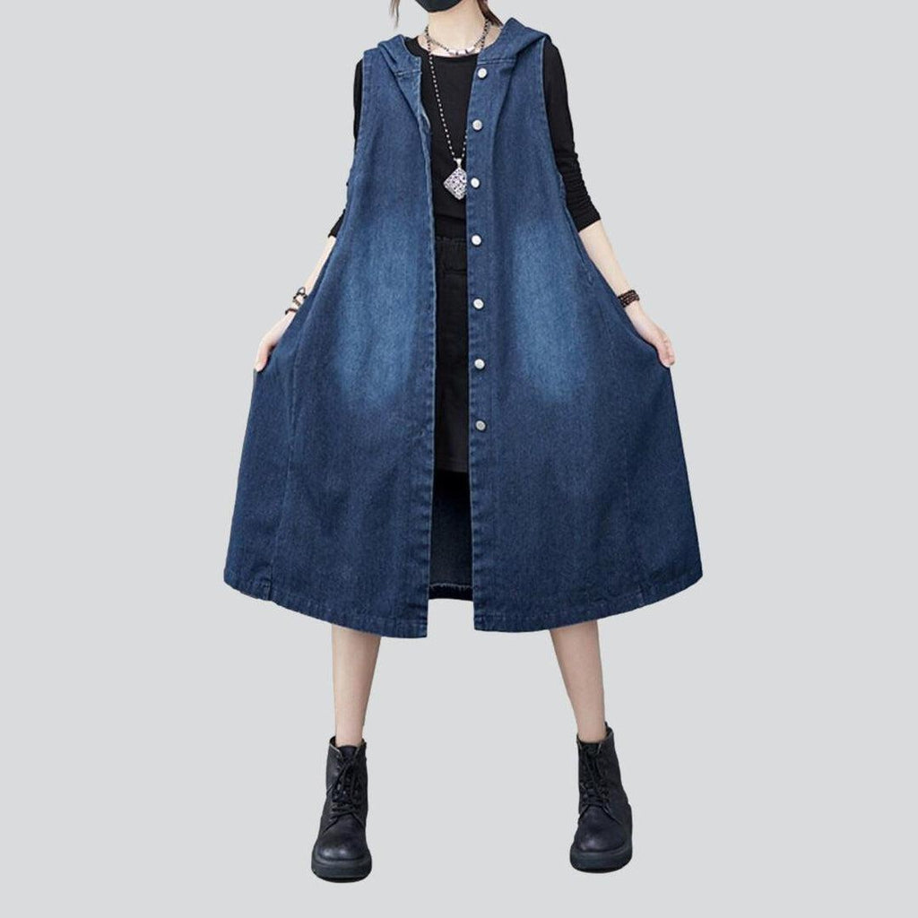 Sleeveless hooded women denim coat