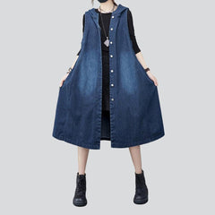 Sleeveless hooded women denim coat