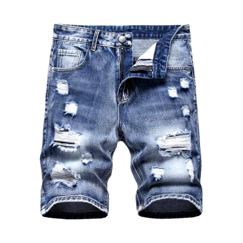 Schmale, zerrissene Jeansshorts im Used-Look