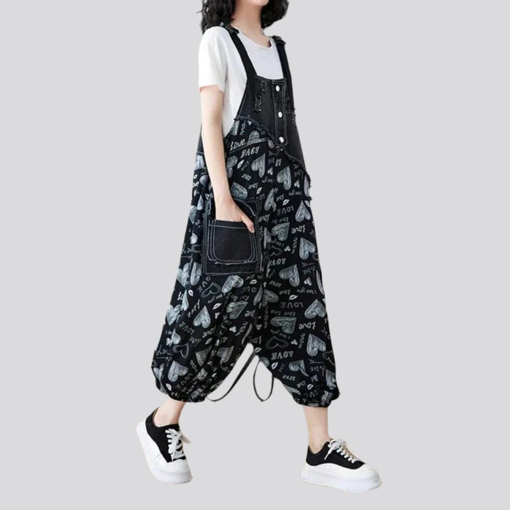 Baggy painted denim jumpsuit for women