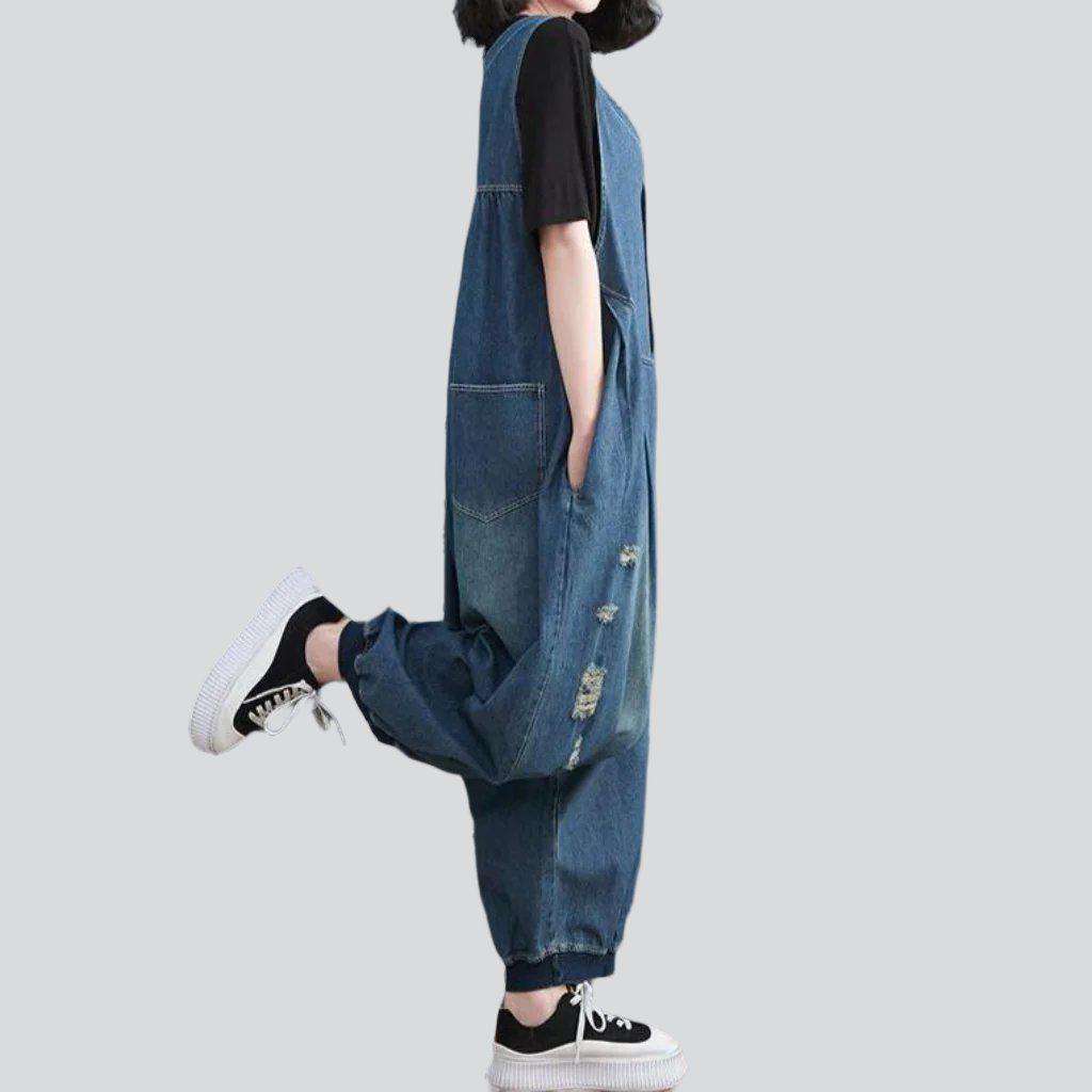 Baggy ripped women denim dungaree